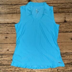 Mondetta Women's Turquoise Blue Sleeveless Collared Golf Tennis Tank Top Size M
